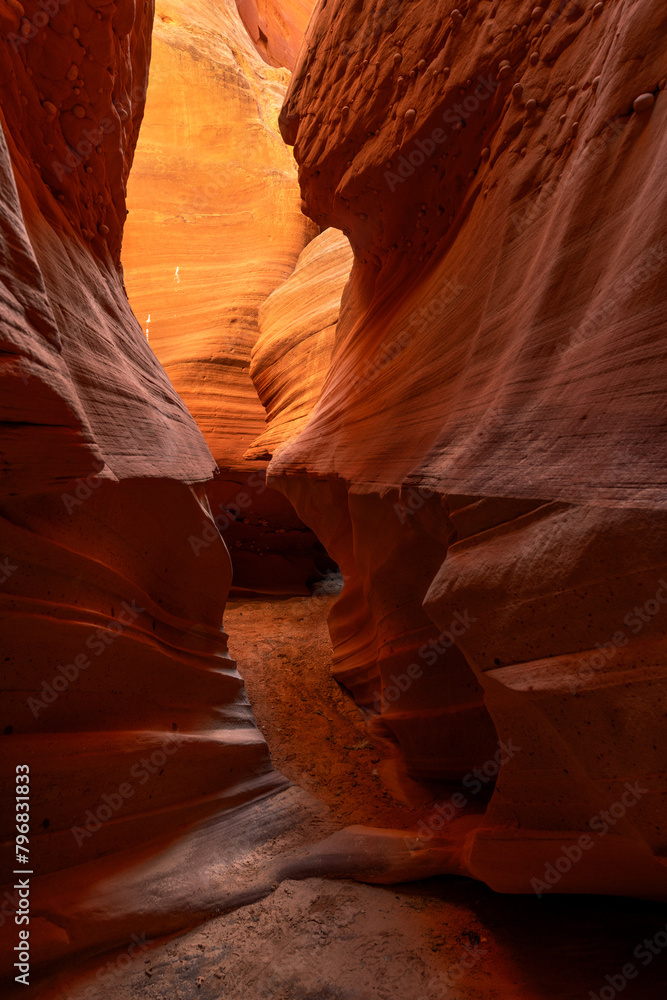 Antelope Slot Canyons in Arizona formed by cracks that were widened by millions of years of water and sediment erosion.