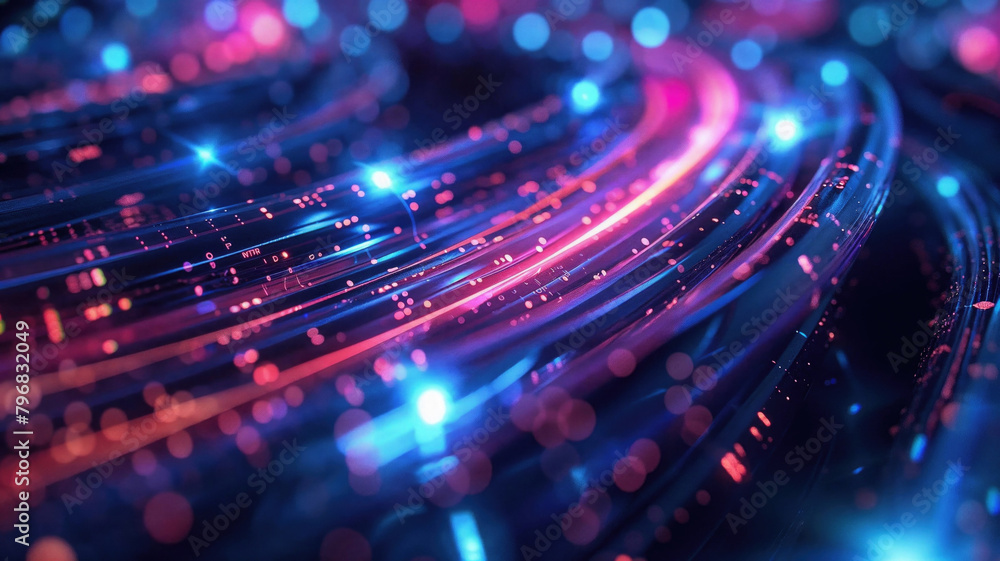 A colorful, abstract image of a wire with a blue and red hue