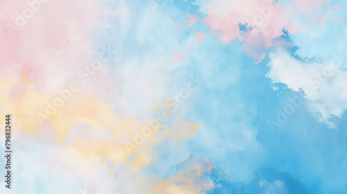 Gentle blend of pastel blue, pink, and yellow hues creates a dreamy sky backdrop that evokes a sense of calm and inspiration, perfect for design and artistic projects