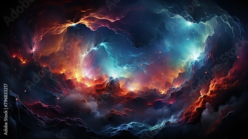 Abstract fractal celestial bodies, with swirling clouds and nebulae