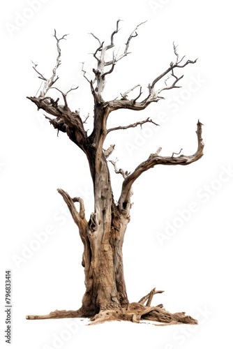 A dried tree driftwood plant white background.
