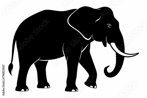 black elephant silhouette vector illustration on white background