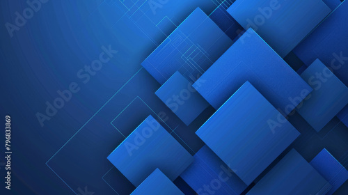Modern blue geometric shapes on a digital blueprint design