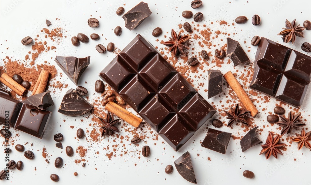 Bitter chocolate with nuts and coffee beans Bitter chocolate with nuts and coffee beans