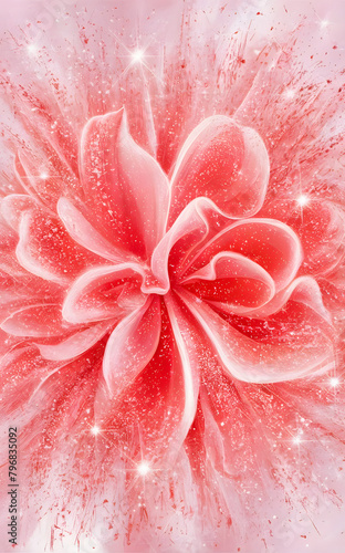 A stunning and vibrant artwork featuring a pink sparkle texture background.