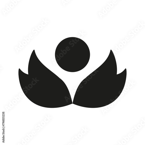 Abstract lotus element, hand drawn line art, logo, icon design for branding