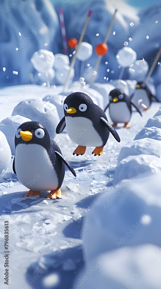 Playful Penguin Pogo Race Through Icy Obstacle Course Playful Penguin Pogo Race Through Icy Obstacle Course