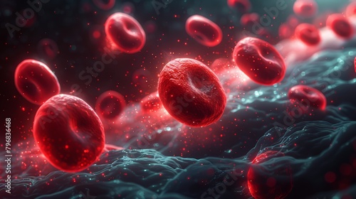 Blood cells in red blood cells, 3d rendering medical illustration
