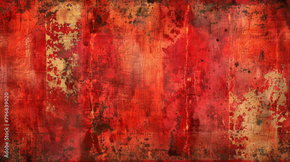 Obraz premium Vintage, weathered red texture with a grungy look, ideal for a striking background