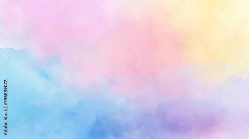 Ethereal backdrop with a soft blend of pink, blue, and yellow hues, perfect for graphic design, soothing screensavers, or as a gentle background for inspirational content