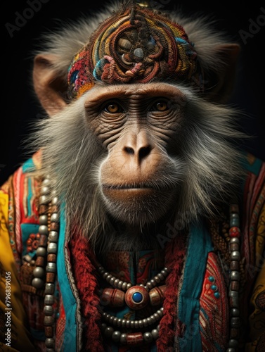 Monkey native indian outfit, AI Generative © arttools