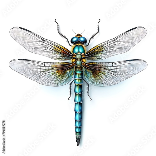 A Dragonfly Isolated Against a Serene Background: Capturing the Delicate Details and Vibrant Colors