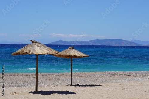 View of a beach in Glyfada  Greece  on a sunny day of April