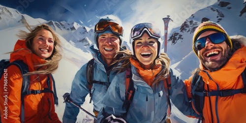 A best photography portrait of a couple skiing