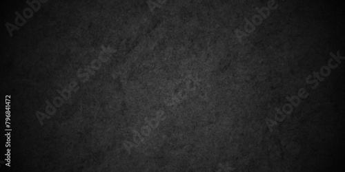   Dark black wall grunge textured concrete backdrop background. Panorama dark grey black slate gradient background or texture. Vector black concrete texture. Stone wall background.