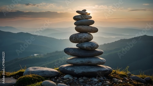 Turm made of stones represents inner serenity and balance. photo