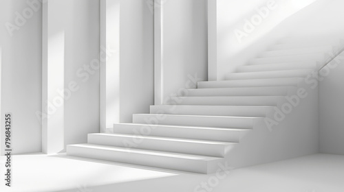 Elegant white stairs casting soft shadows in a minimalist architectural design space
