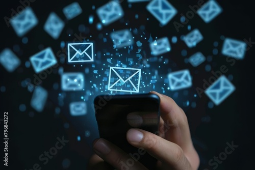 bulk email marketing sending targeted newsletters via smartphone digital direct selling concept photo
