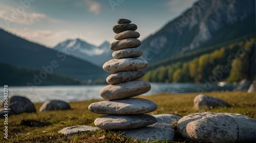 Turm made of stones represents inner serenity and balance. photo