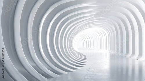 Modern architecture with seamless circular shapes creating a hypnotic tunnel effect