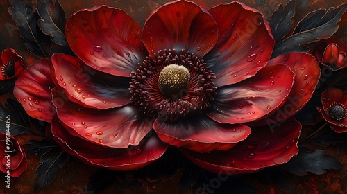 Illustrate a detailed painting of the Chocolate Cosmos, a rare flower known for its deep reddish-brown color and chocolate scent
