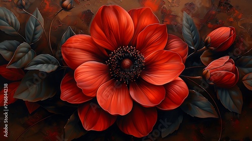 Illustrate a detailed painting of the Chocolate Cosmos, a rare flower known for its deep reddish-brown color and chocolate scent