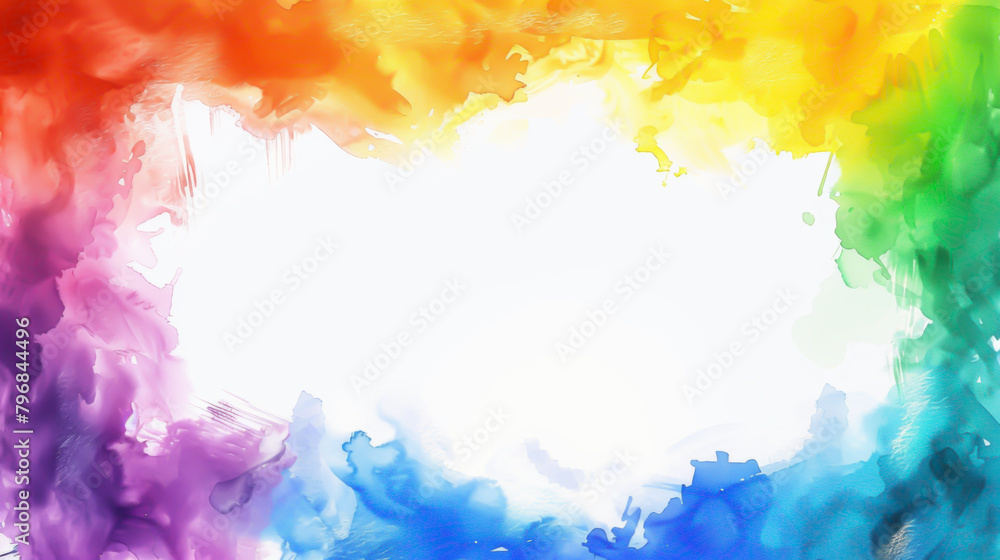 High-resolution background featuring a rainbow of vivid watercolors cascading into a white center, perfect for creative projects, banners, and artistic presentations