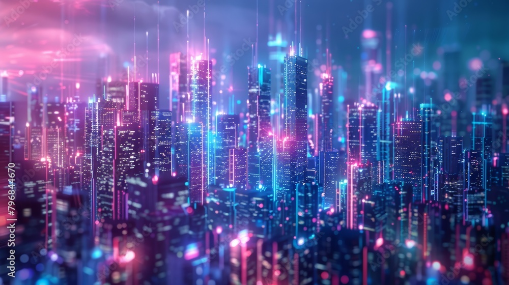 cityscape with space and neon light effect. Modern hi-tech, science, futuristic technology concept. Abstract digital high tech city design for banner background cityscape with space and neon light effect. Modern hi-tech, science, futuristic technology concept. Abstract digital high tech city design for banner background