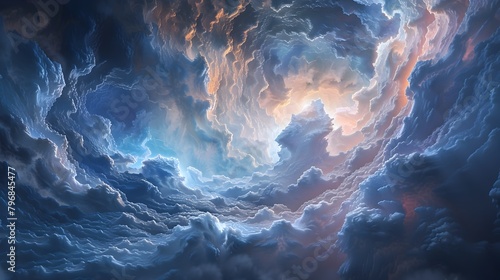 Expansive Digital Landscape Cinematic Cloud Formations Evoke Technological Grandeur