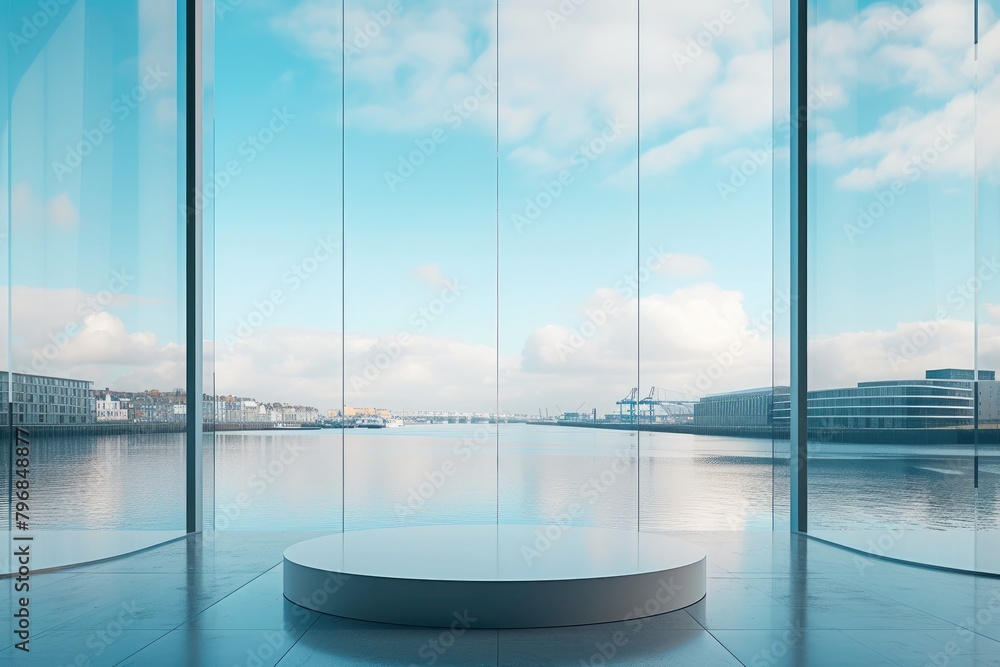 Fototapeta premium Empty Podium by Dublin's Historic Docks