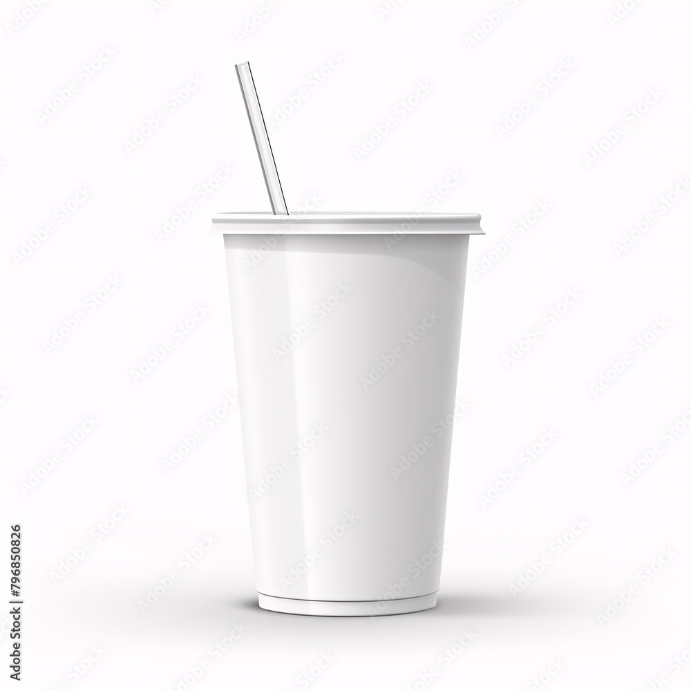 White paper cup template for soda or cold beverage with drinking straw, isolated on white background. Packaging collection. White paper cup template for soda or cold beverage with drinking straw, isolated on white background. Packaging collection.