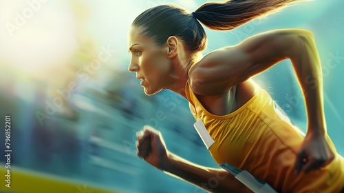 portrait of a woman athlete running photo