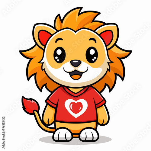 lion cartoon vector art illustration on white background
