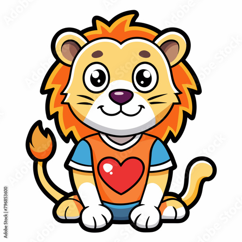 lion cartoon vector art illustration on white background