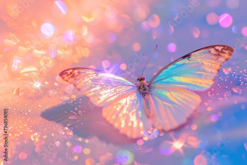 Holographic butterfly texture background backgrounds glitter animal. © Rawpixel.com
