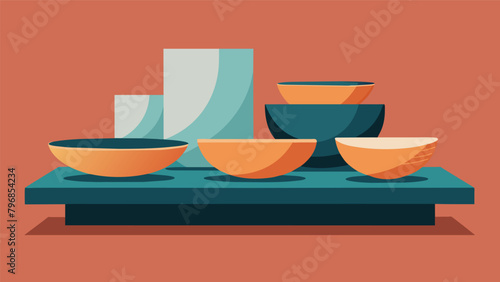 A set of sleek and minimalist serving bowls and platters making a statement on any dining table..