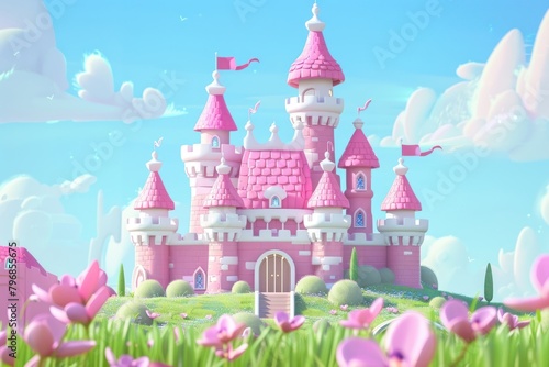 Cute grand castle background architecture building outdoors