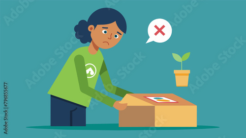 An animated illustration of a person trying to recycle a greasy pizza box accompanied by a no symbol and a reminder that it cannot be recycled.