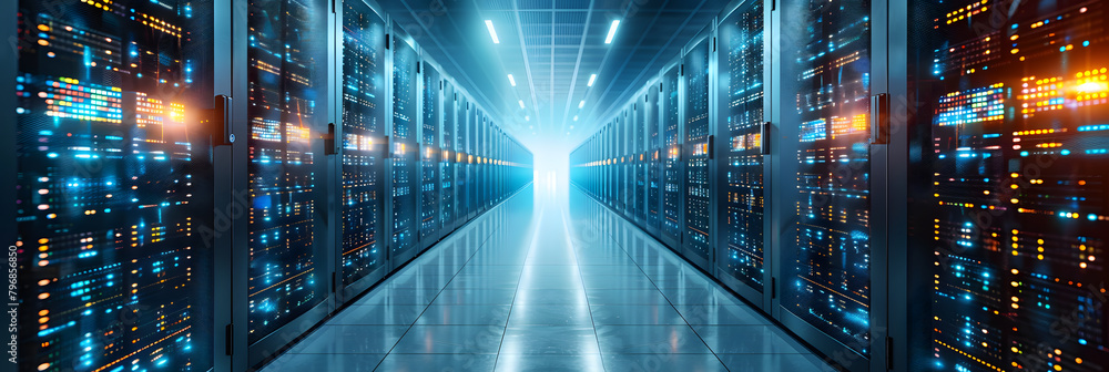 Advanced Business Technology Scene - Empty White Canvas with Interconnected Servers and Online Networks Advanced Business Technology Scene - Empty White Canvas with Interconnected Servers and Online Networks