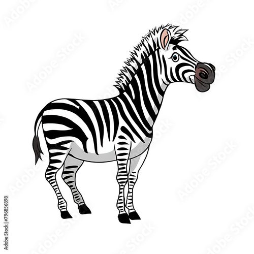 Zebra Hand Drawn Cartoon Style Illustration