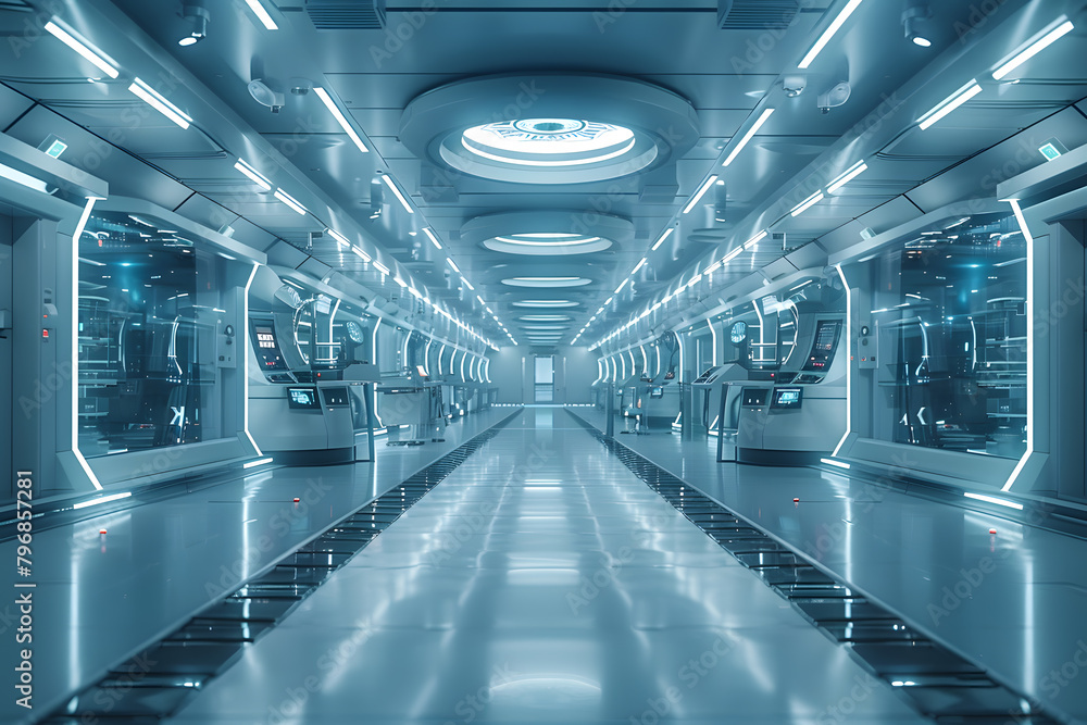 Obraz premium Empty Modern Hospital Lab - Technologically Advanced Genetic Research Background with Branding Opportunities