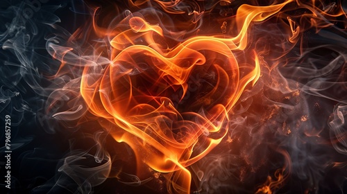 Smoke in the form of a heart on a black background