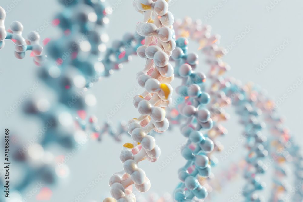 DNA Spiral, 3d Render, Generative AI DNA Spiral, 3d Render, Generative AI