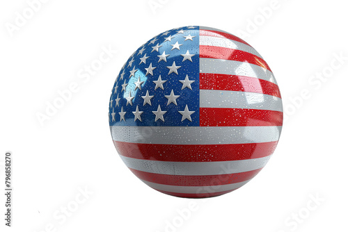 A red, white and blue ball with stars on it