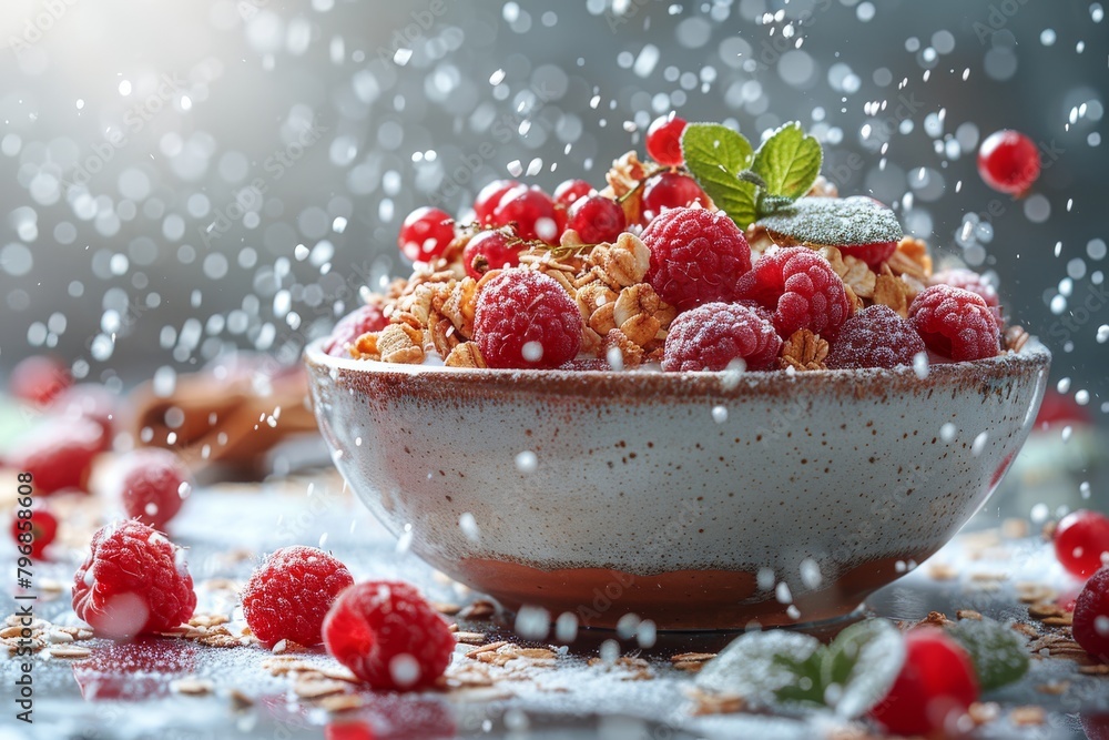 Nutrient-packed breakfast cereal featuring protein, oatmeal, oats, and milk for an isolated, sugar-free start to your day. Nutrient-packed breakfast cereal featuring protein, oatmeal, oats, and milk for an isolated, sugar-free start to your day.