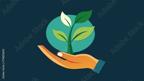 A symbol of a hand holding a sprout representing fair trade certification and the promotion of ethical and sustainable business practices.
