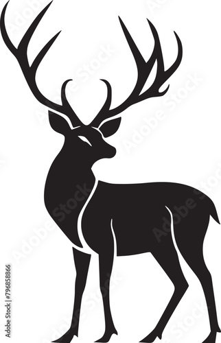 Deer Silhouette Isolated on White Background 