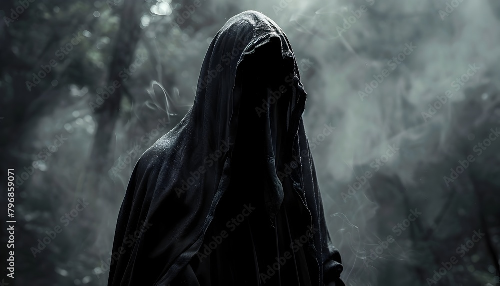 The gothic sinister figure watched from the shadows,unseen and unheard The gothic sinister figure watched from the shadows,unseen and unheard