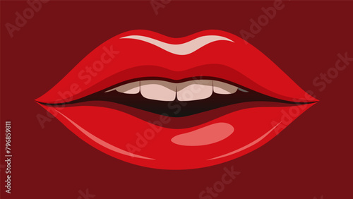 With meticulous precision the lips are painted a deep rich red adding a touch of elegance to the already gl makeup..