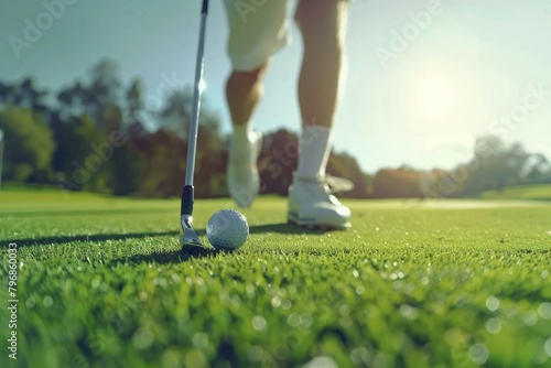Golf Player hits his ball on the fairway